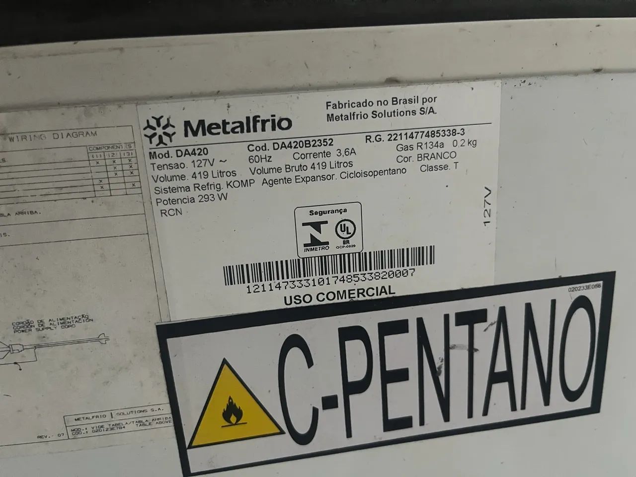FREEZER METALFRIO DA420 - 419 LITROS - 127V - Geladeiras e
