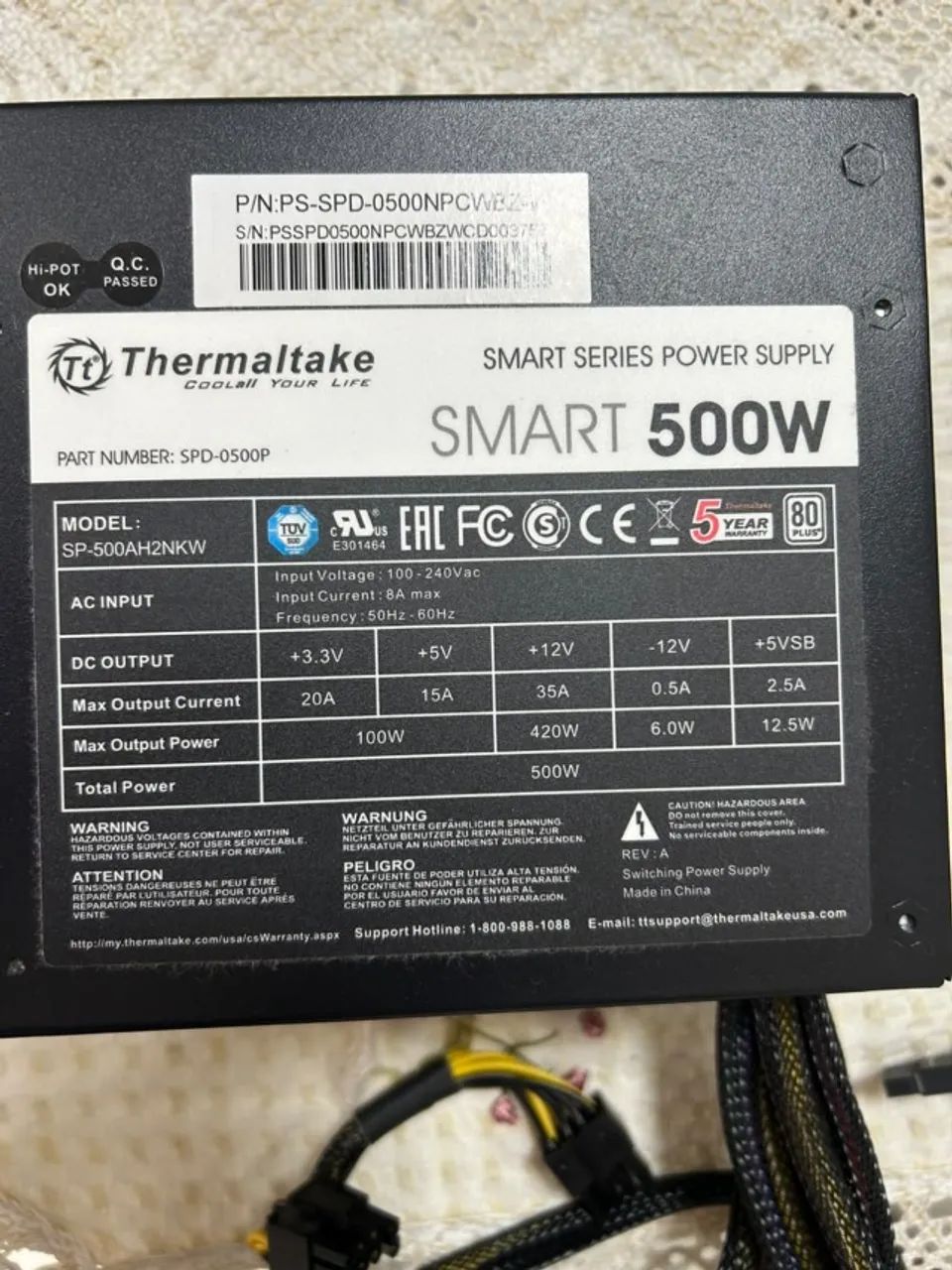 Fonte PC Thermaltake Smart Series 500W, 80 Plus White - Foto 4