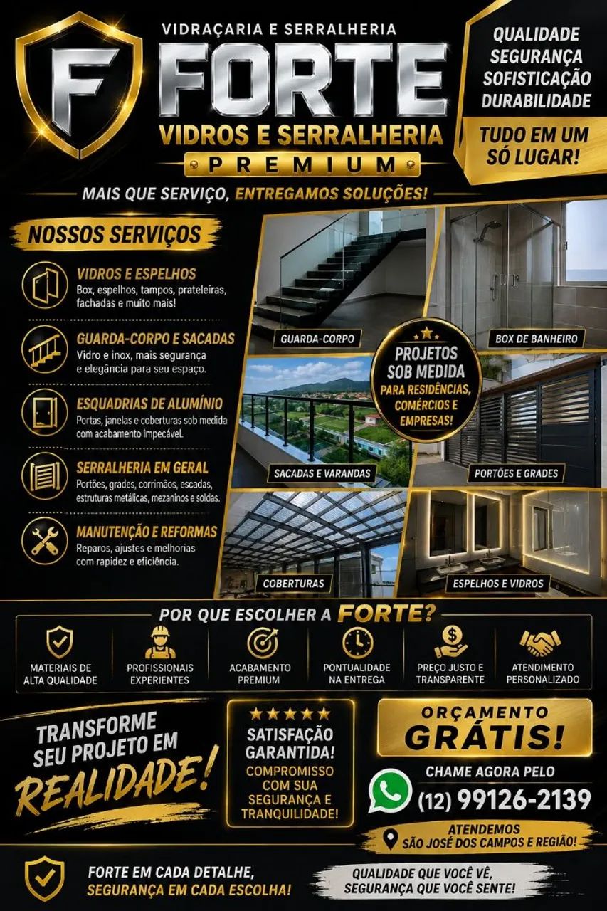 FORTE VIDROS E SERRALHERIA ? QUALIDADE, CAPRICHO E EXPERIÊNCIA!<br>