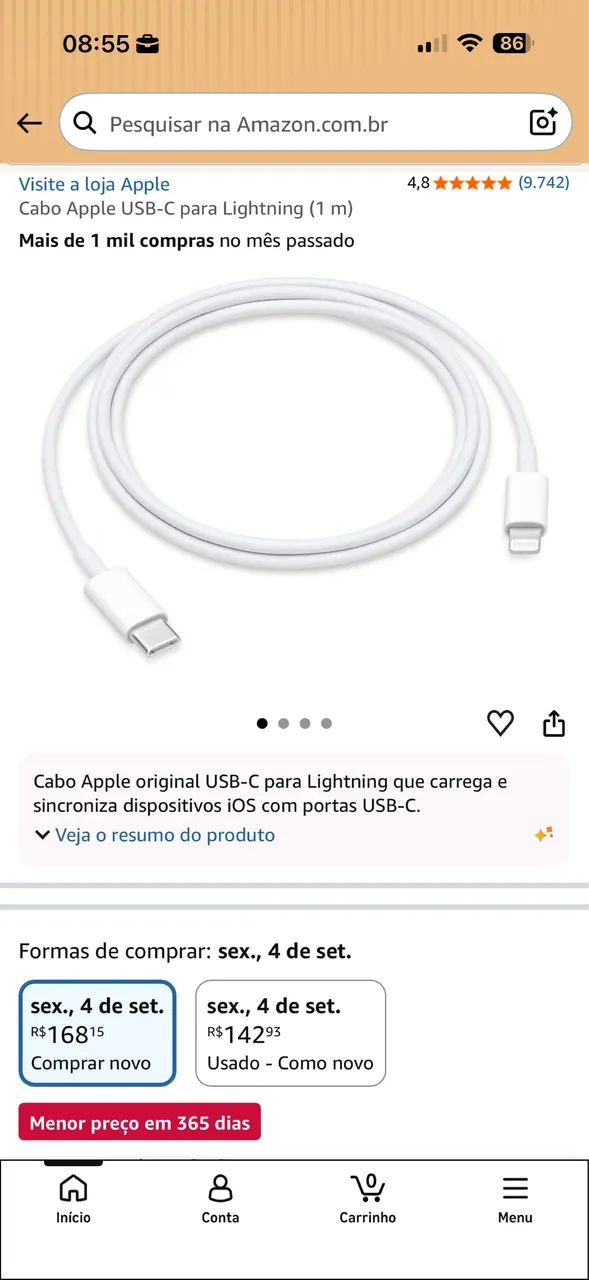 Cabo Apple ORIGINAL USB-C para Lightning - 1 metro - Foto 2