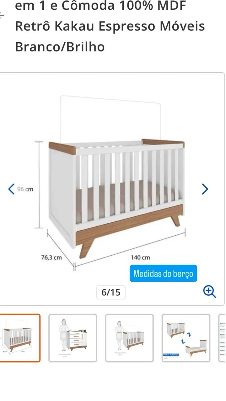 Berço Novo com Colchão + Dossel - Foto 4