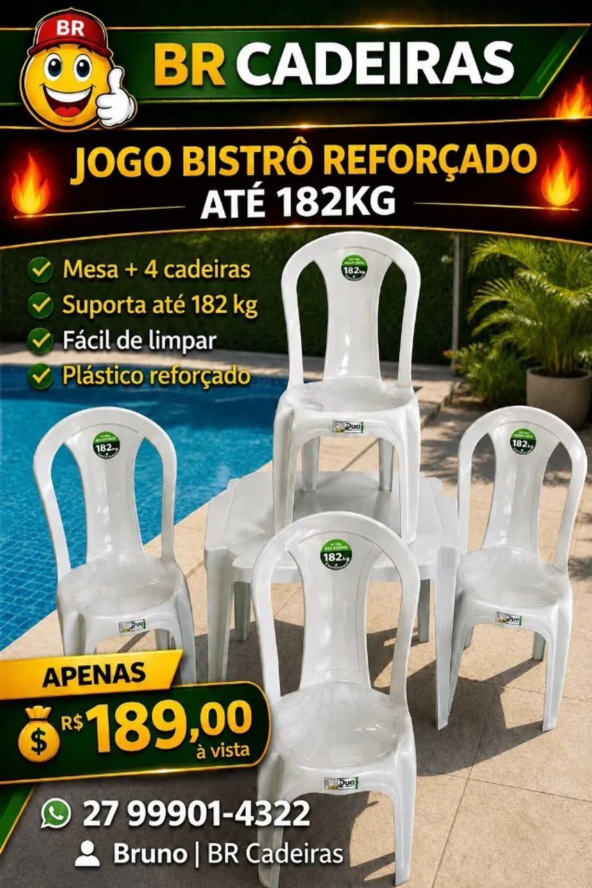 jogo reforçado de 182kg de plastico