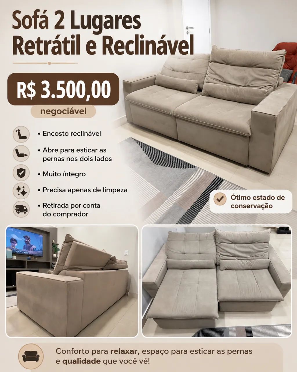 Sofa Retrátil e Reclinável  - Foto 5