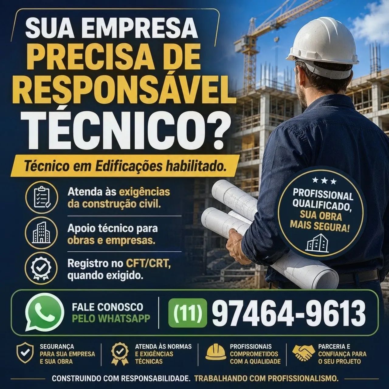 Responsável Técnico  para Construção Civil | Técnico em Edificações<br>