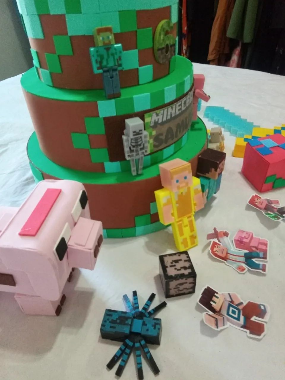 Bolo Fake Minecraft + Acessórios - Foto 2