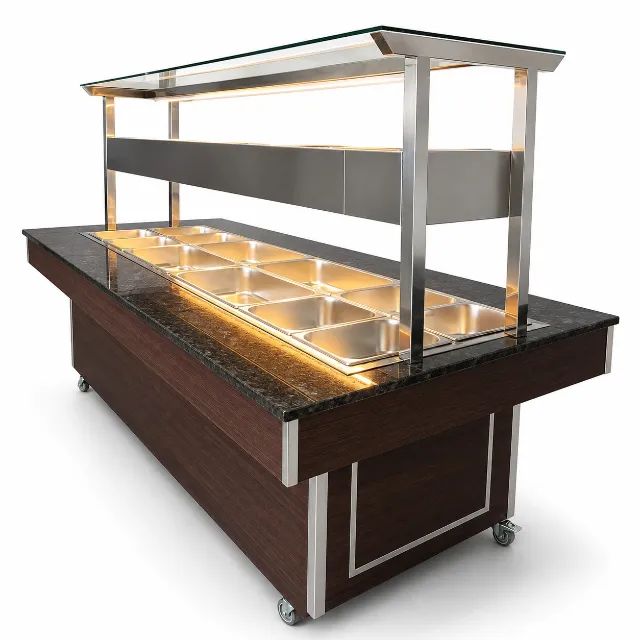 Buffet self-service quente inox 12 GNs 1/2