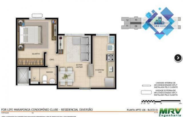 Apartamentos de 1 Quarto - Área total: 35,92 /Maraponga. - Foto 10
