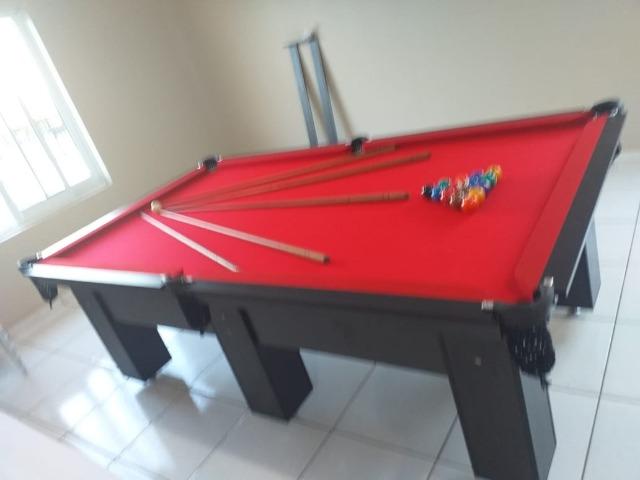 Mesa Charme Pró Cor Preta Tecido Vermelho Mod. NSBQ6366