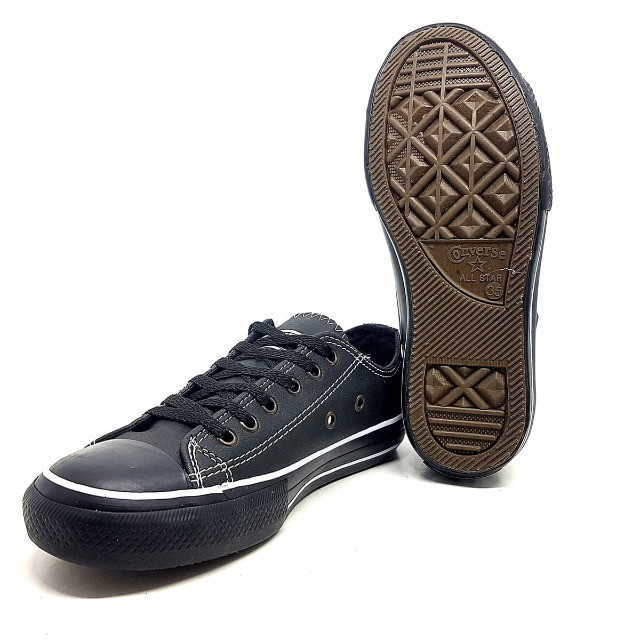 all star converse preto couro