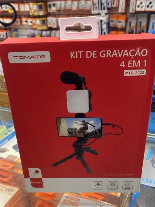 Kit De Gravação 4 Em 1Tomate Mtg 2222 Com Microfone E Led - Foto 4