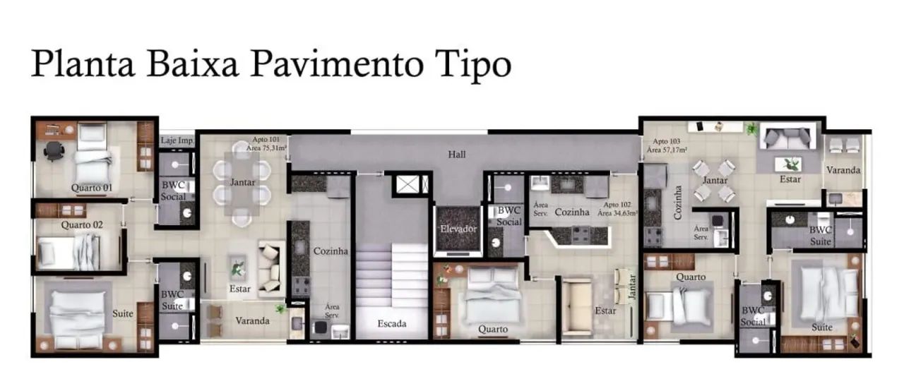 Apartamento para Venda em João Pessoa, Bancários, 2 dormitórios, 1 suíte, 2 banheiros, 1 v - Foto 5