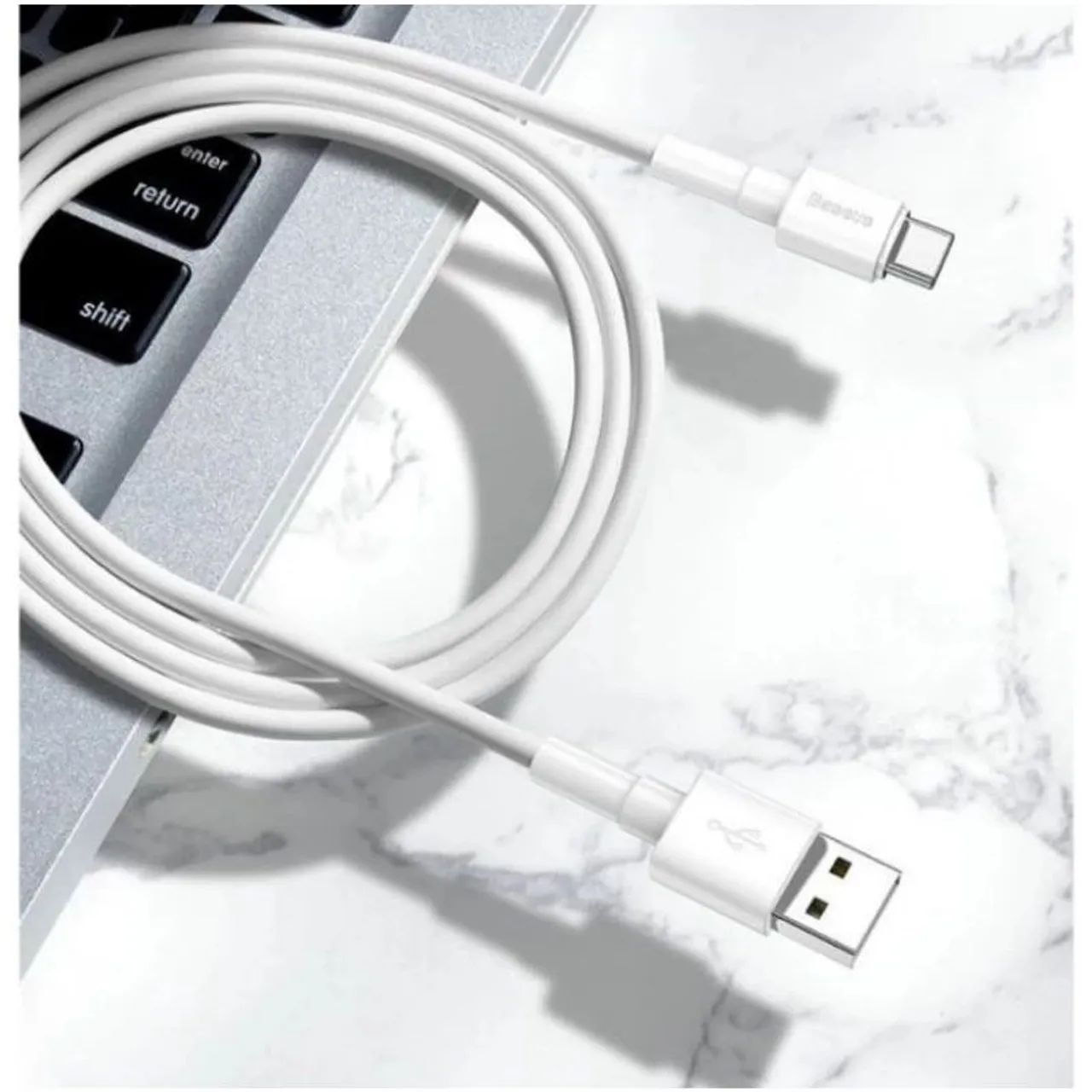 Cabo USB tipo c 2 metros Branco 