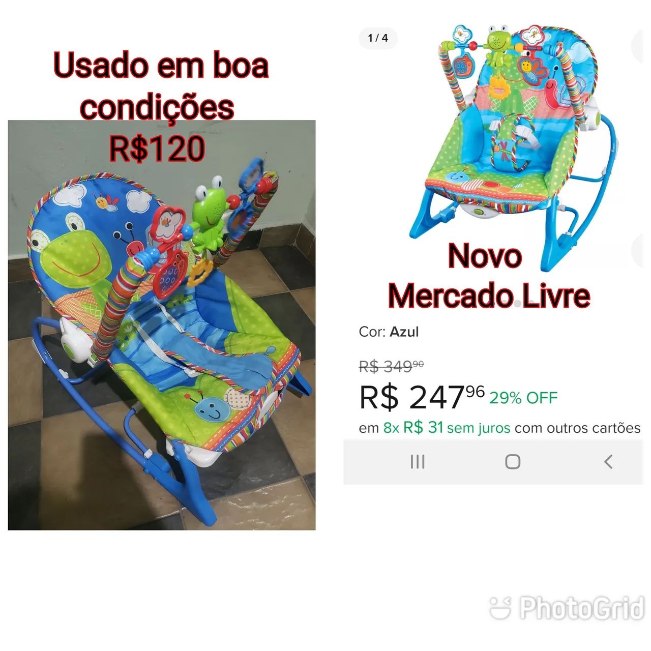 Cadeirinha de bebê com balanço