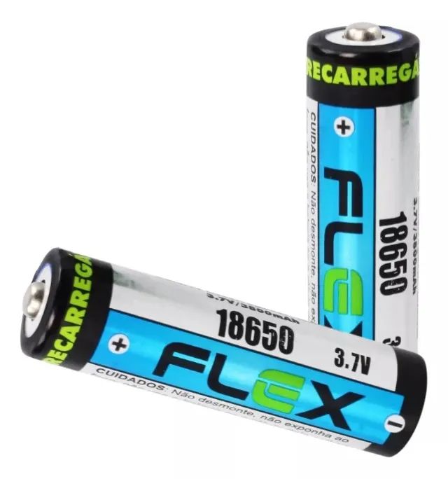 Kit com 2 Baterias Recarregáveis 18650 de 3,7V 3800mAh Flex Gold - Foto 3