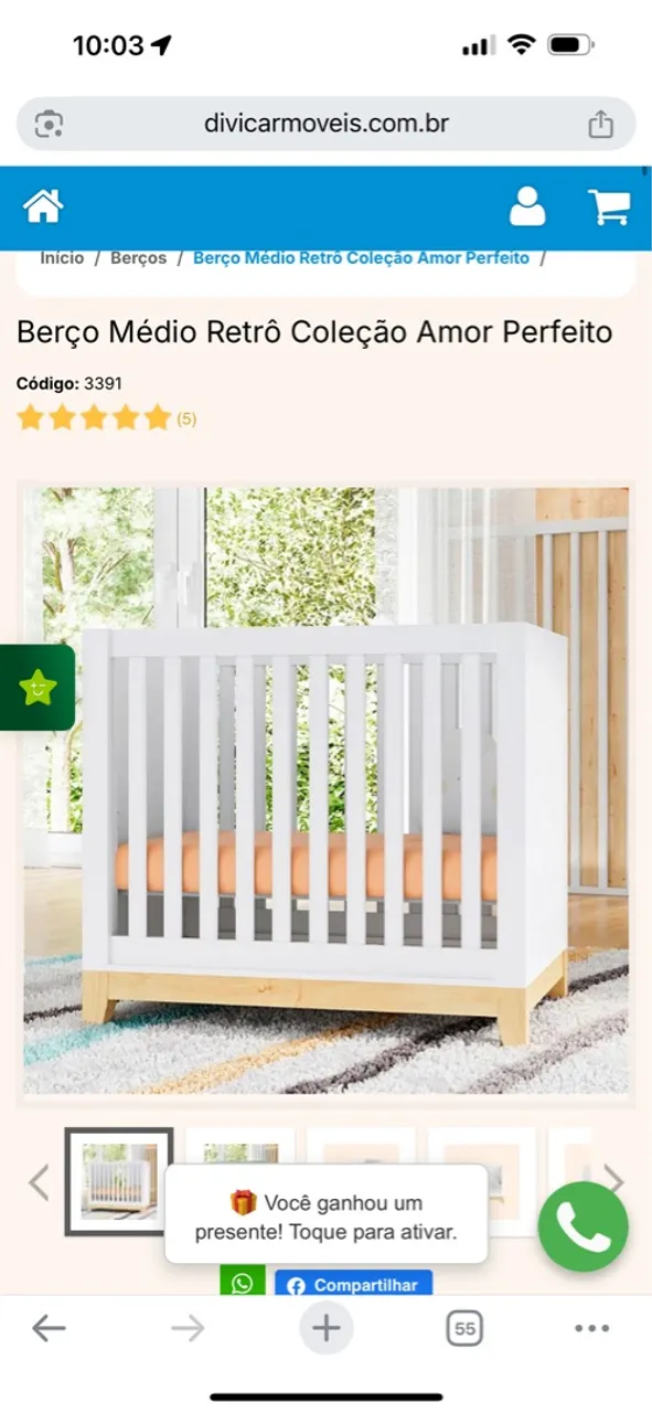 Berço Médio Retrô Coleção Amor Perfeito