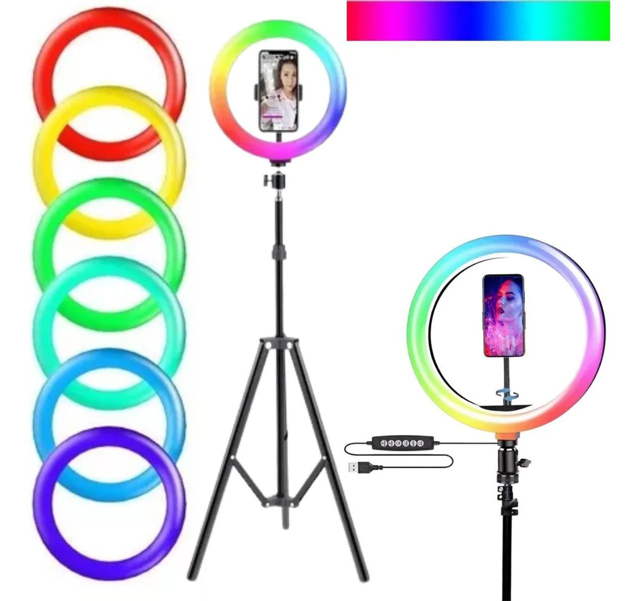 Ring Light 12 Polegadas 30cm Luz Colorida +tripé 2m Youtuber Estrutura luz rgb - Foto 2