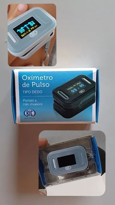 Oxímetro De Pulso Para Dedo Portátil Adulto Com Curva Yk-80b Preto Bic