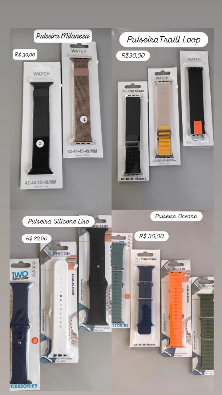 Pulseiras para Smartwatch - Diversos Modelos e Tamanhos