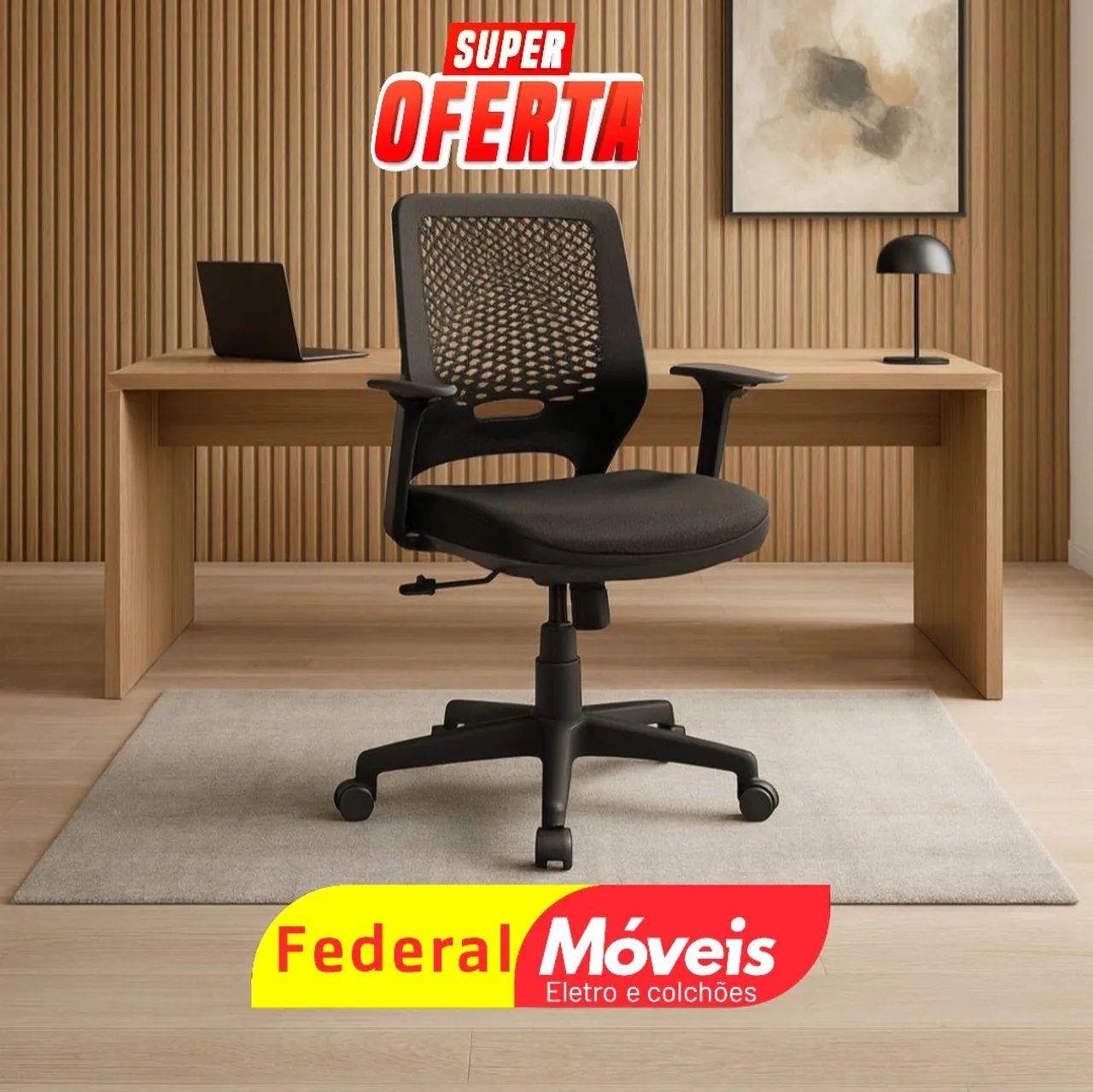 Cadeira Giratória Executiva Beezi Preta - Ideal para trabalho com comodidade e eficiência!