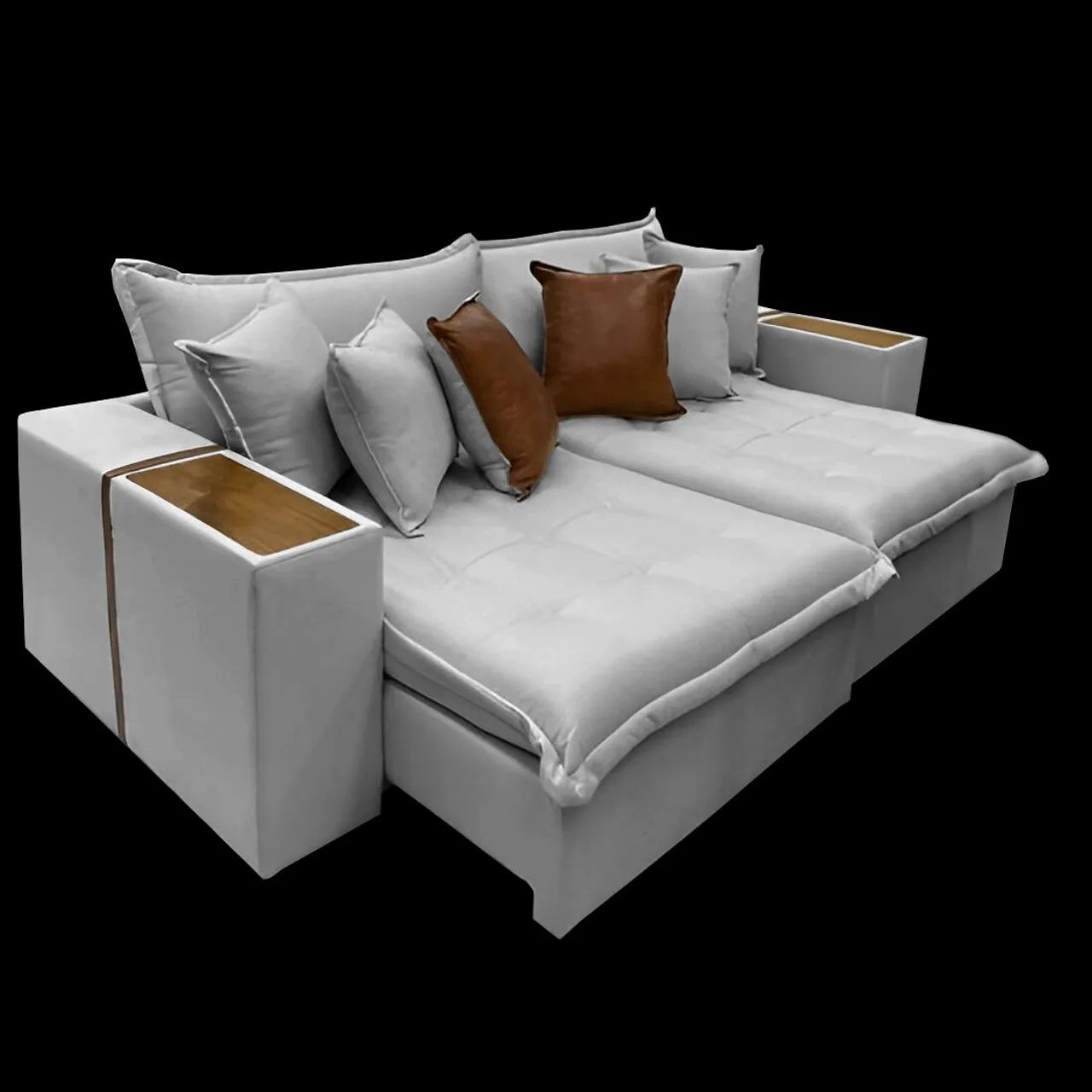 Sofá Modular Cinza com detalhes em madeira - Foto 3