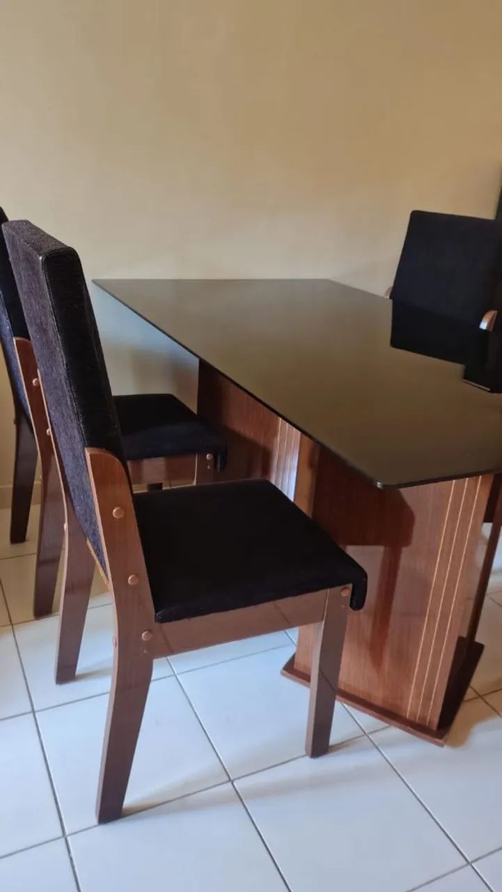 Mesa de vidro 6 cadeiras 64221281545601120