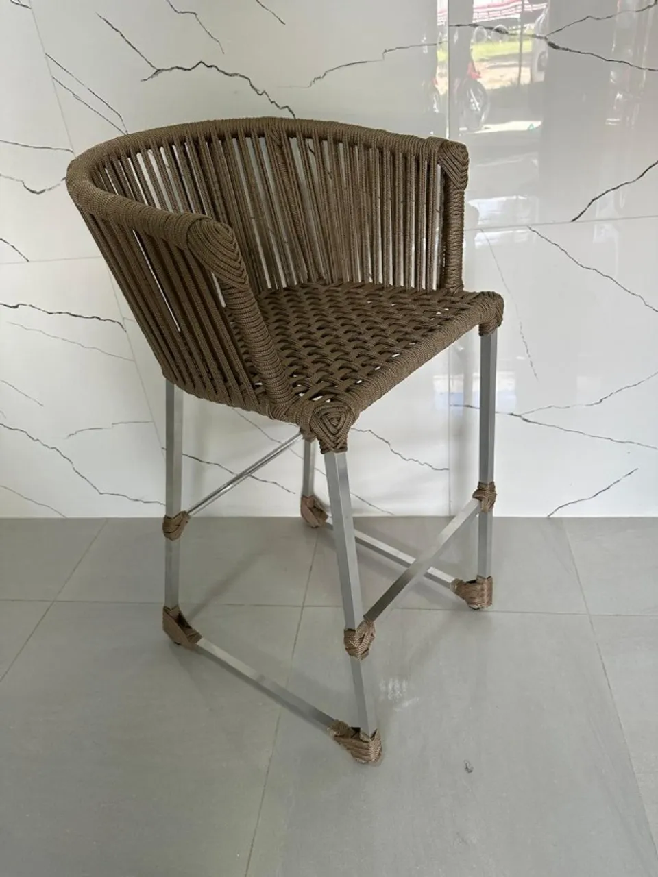 Banqueta Roma em alumínio e cordão náutico. Mega Oferta!