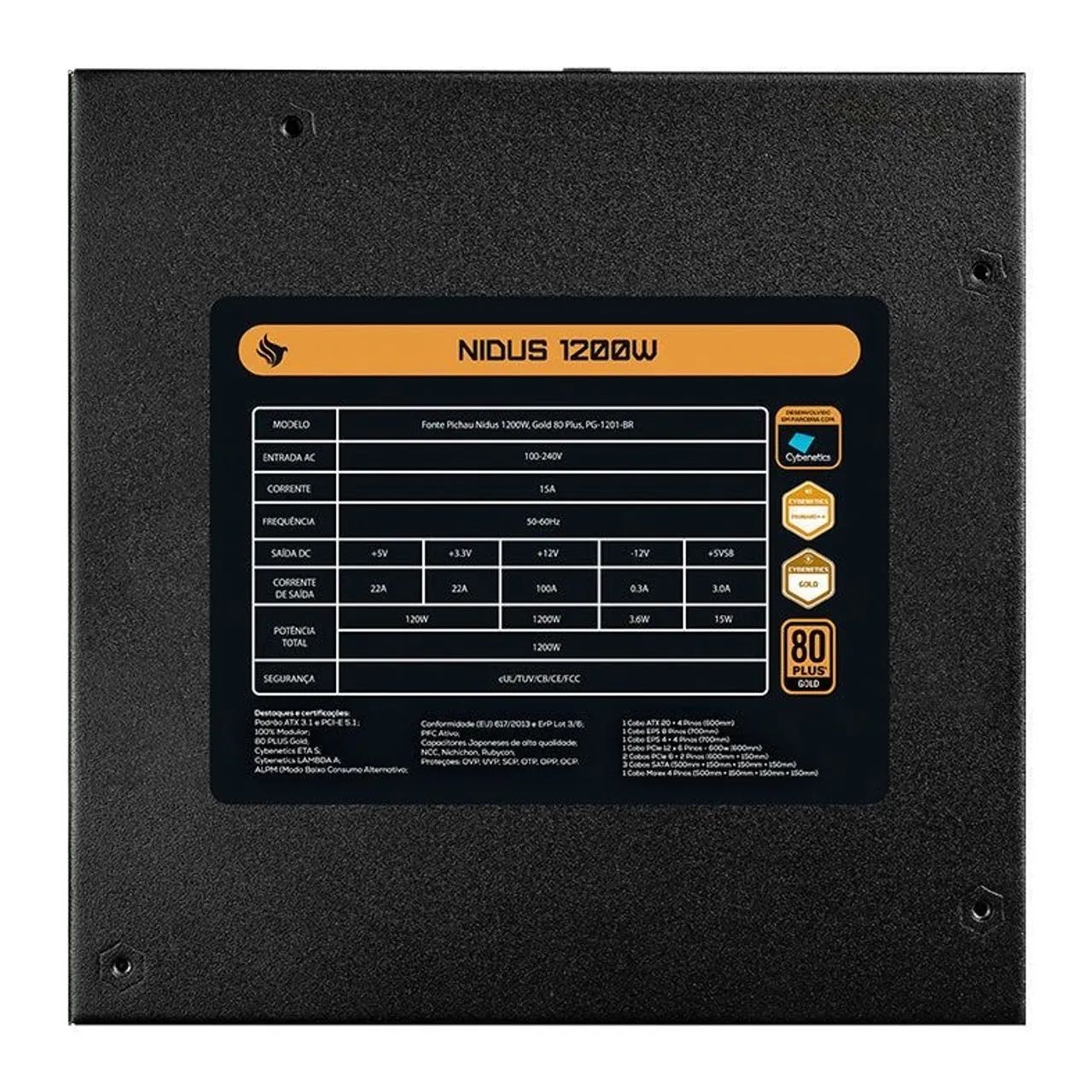 Fonte Pichau Nidus 1200W Gold Full Modular  - Foto 4
