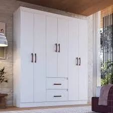 Guarda Roupa Texas 6Pts 2Gvs Branco Doripel - Entrega Rápida! 