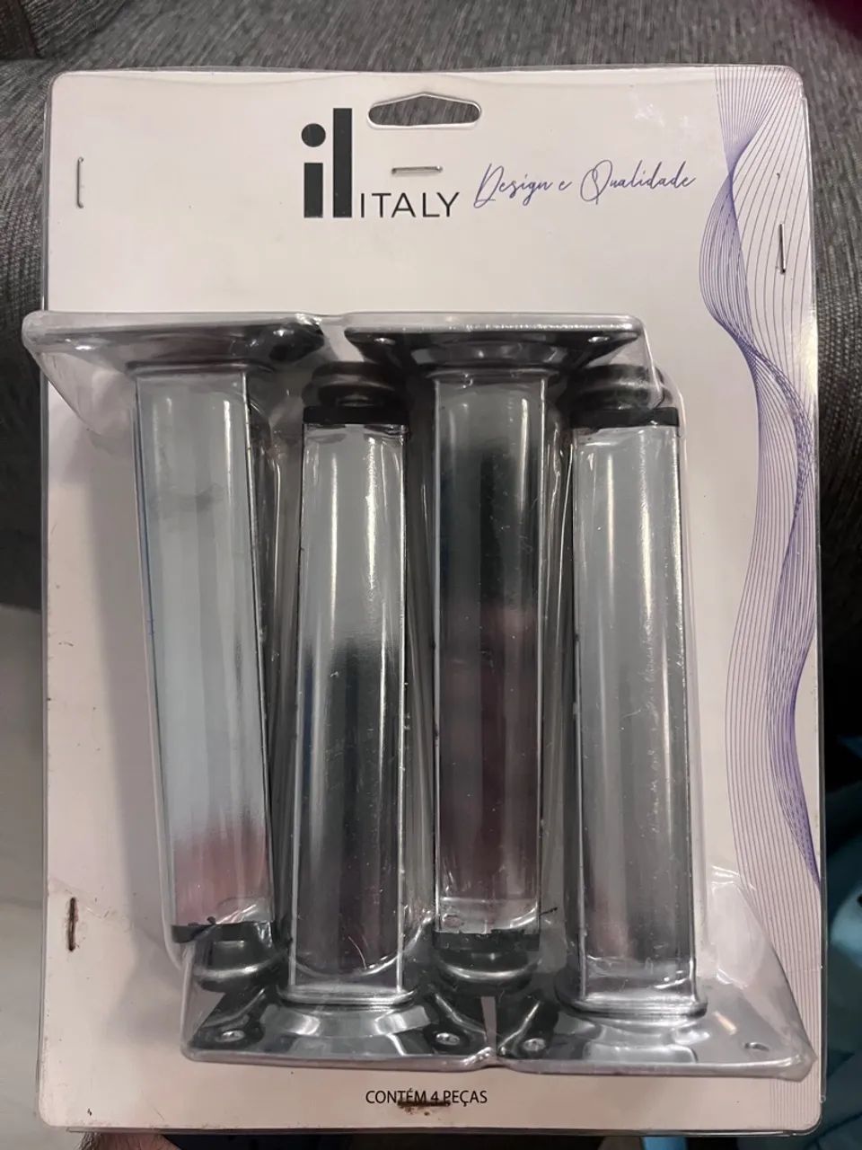 Pé Regulável para Móveis Ferro 15cm até 16cm 50kg Prata Cromado quadrado 4 unidades - Foto 2