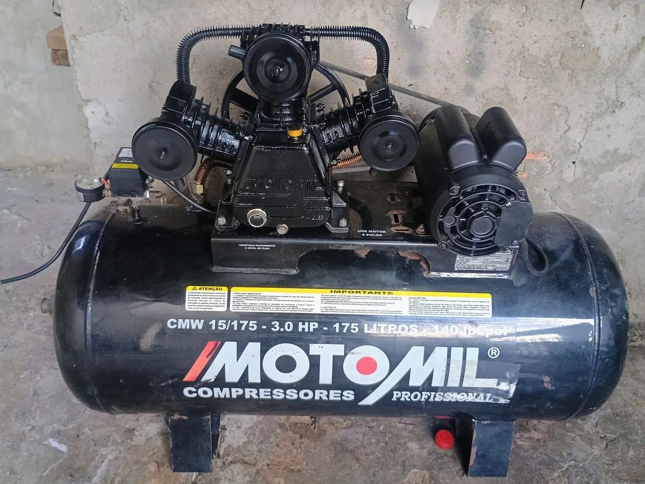 Compressor de Ar Moto Mil 175 Litros 3.0 HP - Foto 5