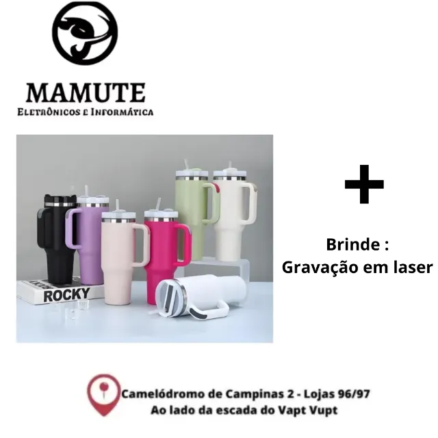 Copo Térmico 1200ml com Canudo + Gravação a laser de brinde