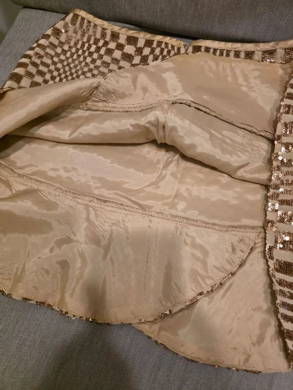 Saia xadrez com babado em paetês - Foto 4