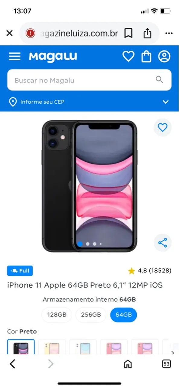 Iphone 11 em perfeito estado, bateria 69%