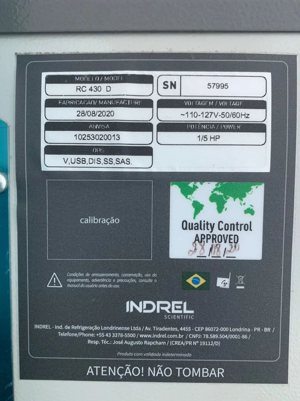 Refrigerador para vacinas INDREL RC 430D - Seminovo 