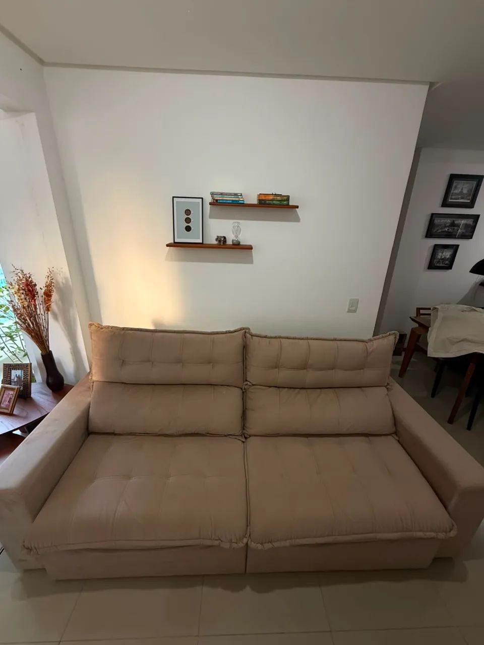Sofá-cama grande bege - 2,40m - Ótimo estado (Vila Velha) - Foto 2