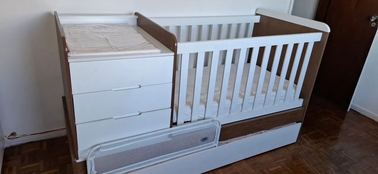 Conjunto de berço, cama, cômoda e trocador - Foto 3
