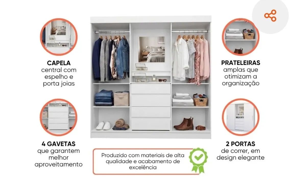 Guarda roupas casal 2 portas  - Foto 4