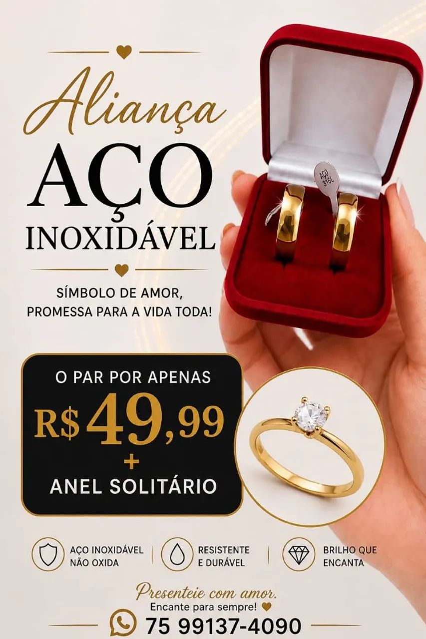 Aliança aço inoxidável 