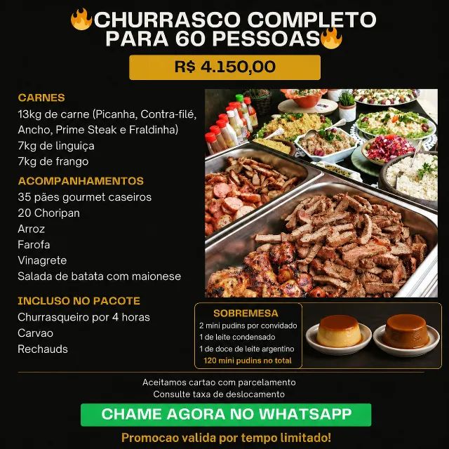 Kit Buffet de Churrasco Completo Com ou Sem Sobremesa - Foto 5