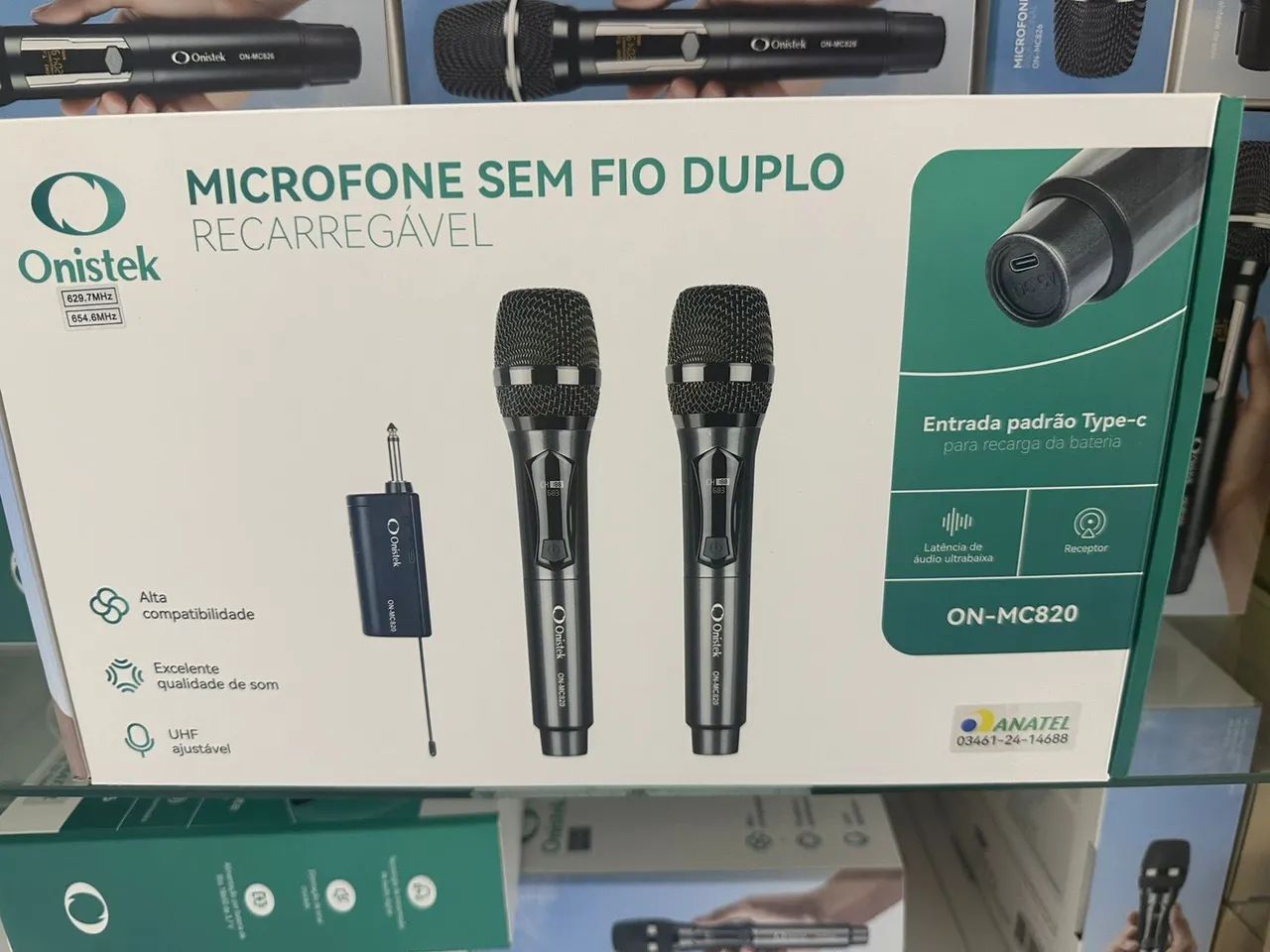 Microfone sem fio duplo onistek 