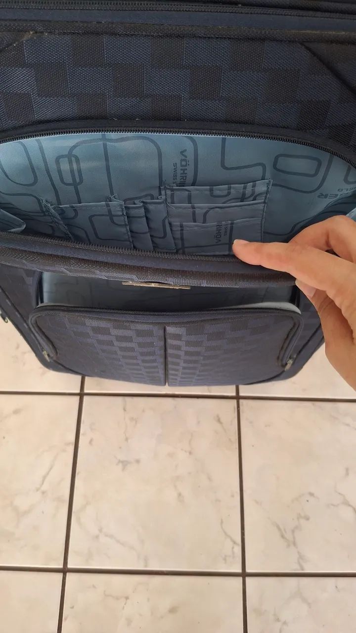 Mala de Viagem Grande Vöhringer Tecido - 4 Rodas Duplas 360° (Com Extensor) - Foto 4
