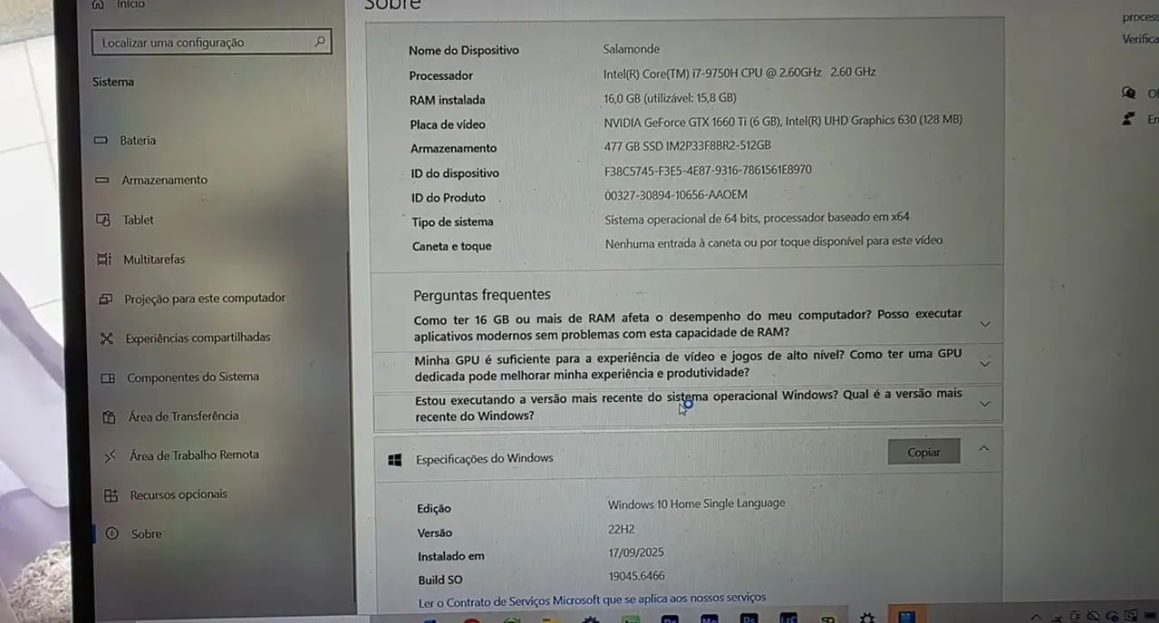 Notebook 6GB de vídeo 16RAM MUV a60