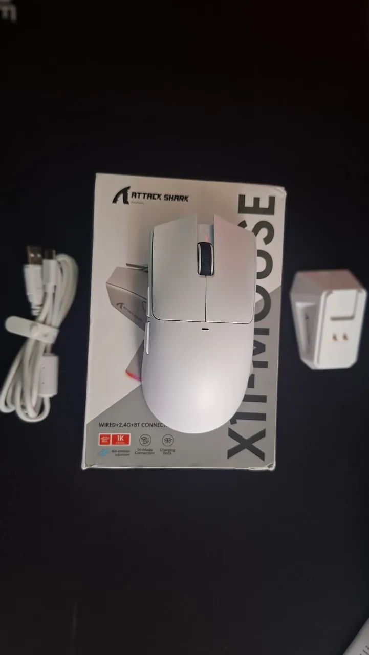Mouse Gamer Sem Fio - Attack Shark X11 Branco - Foto 5