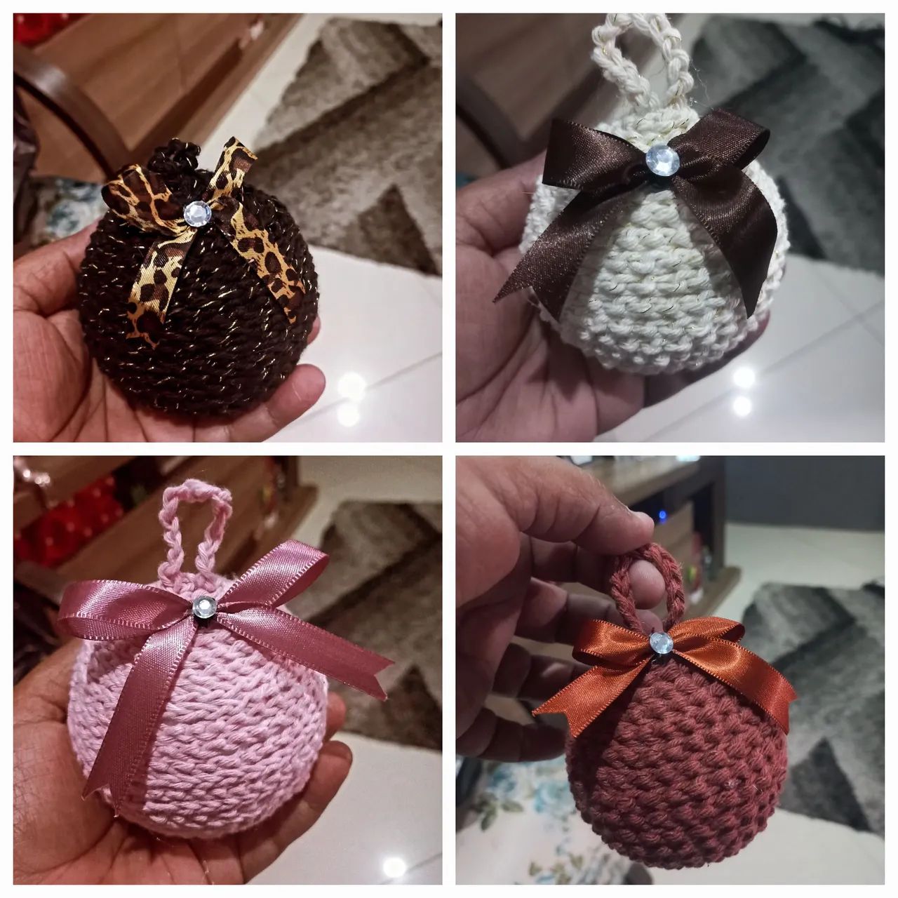 Bolinhas de Natal feitas de crochê  - Foto 2