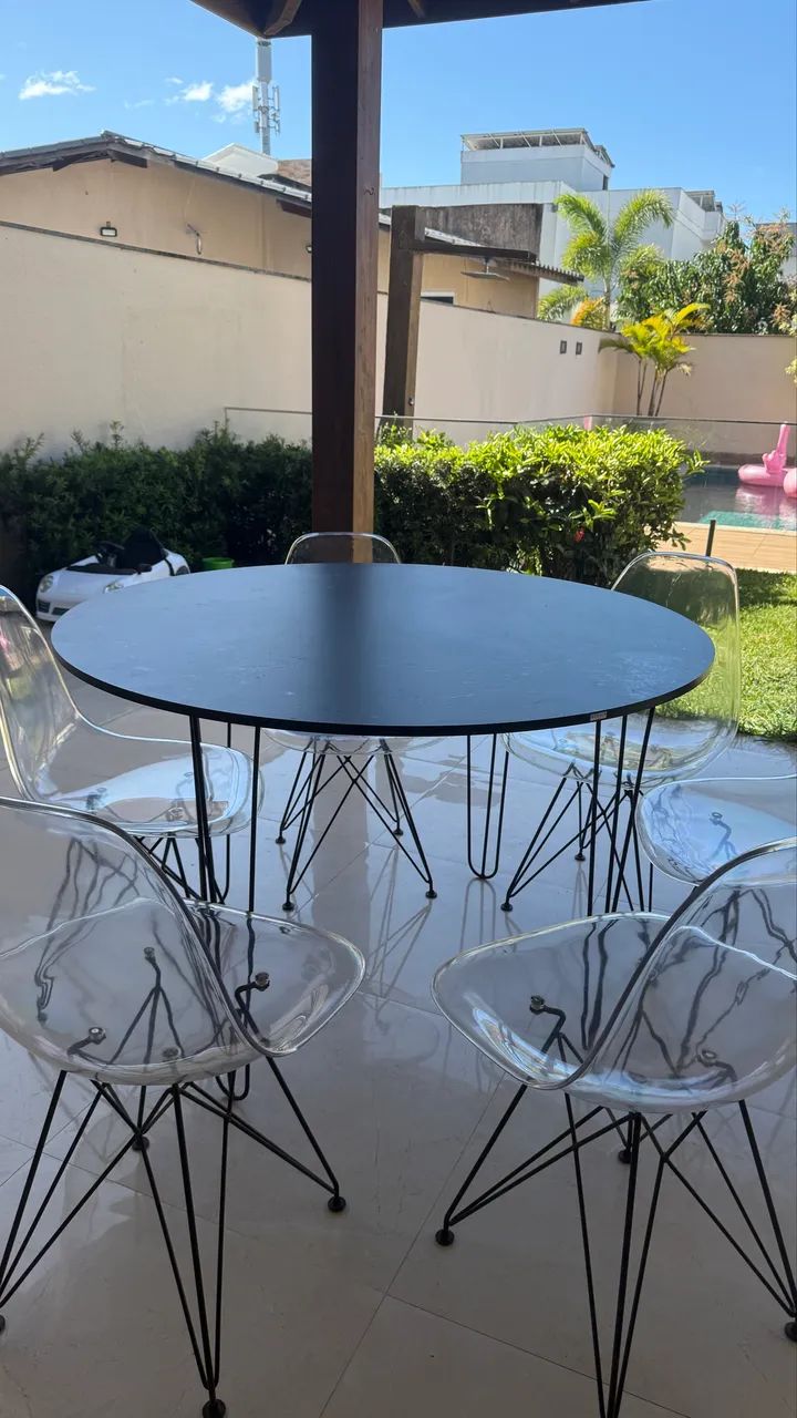 Cadeiras Eames Transparente com Base de Ferro Preto  - Foto 3