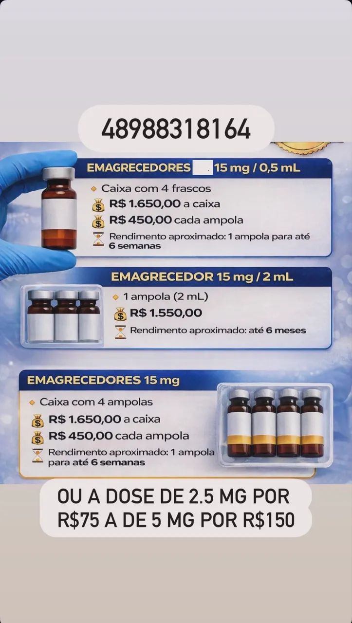 Vendo as ampolas do momento com várias formas de pagamento e várias formas de aplicações