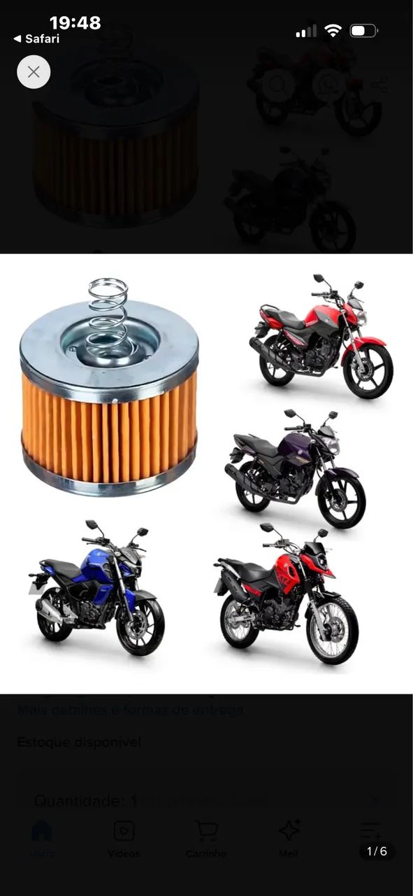 10 Filtro de óleo crosser, fz15, factor 125 e 150