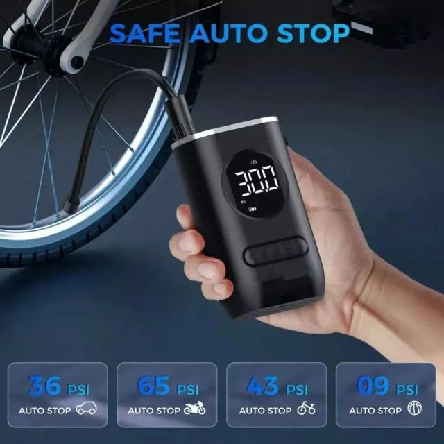 Mini Compressor de Ar Portatil Recarregavél Digital USB Calibrador Pneu - Foto 3