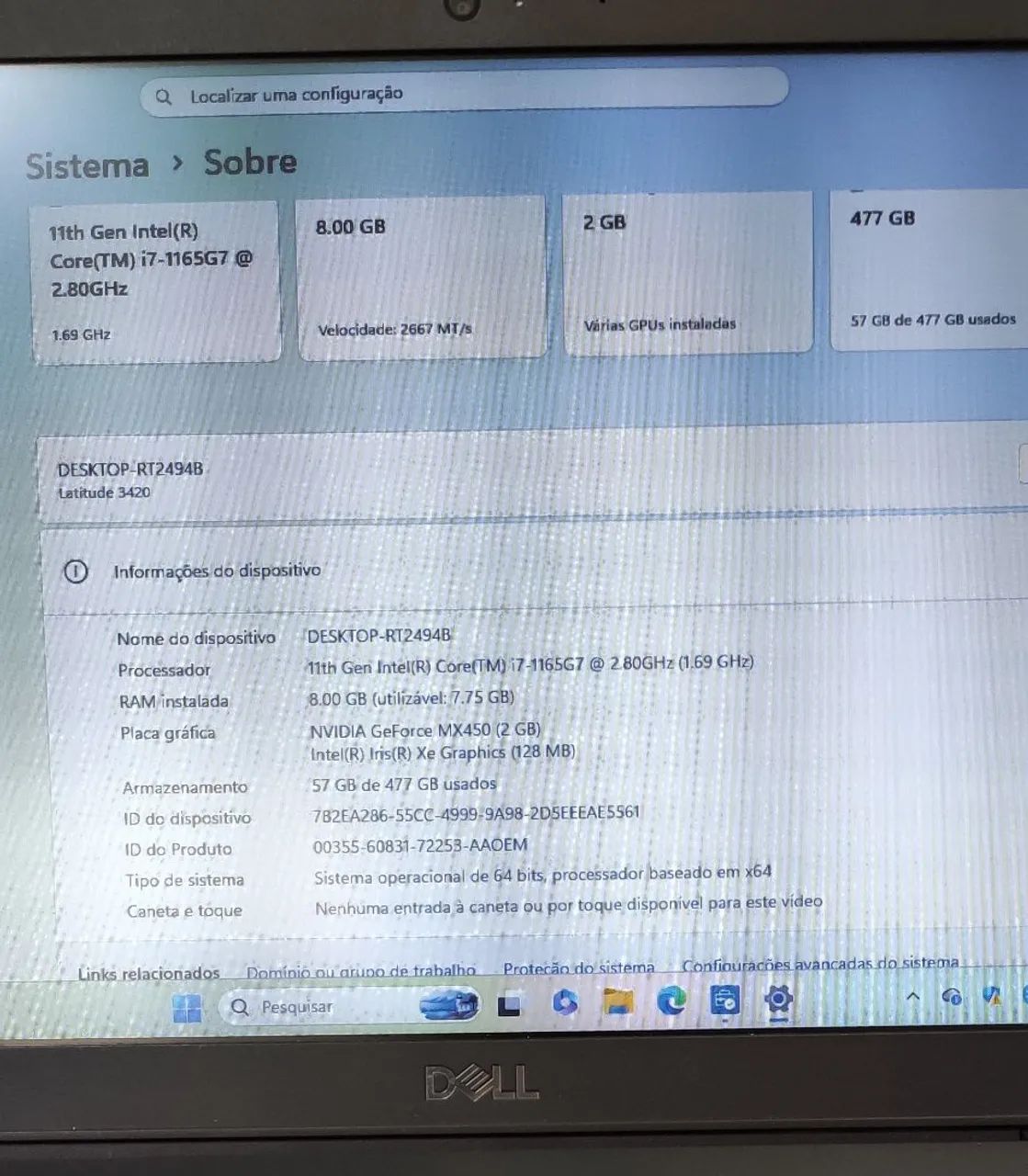 Notebook Dell Latitude 3420 Intel core i7 8GB Ram, SSD de 480 GB 11° Geração  - Foto 5