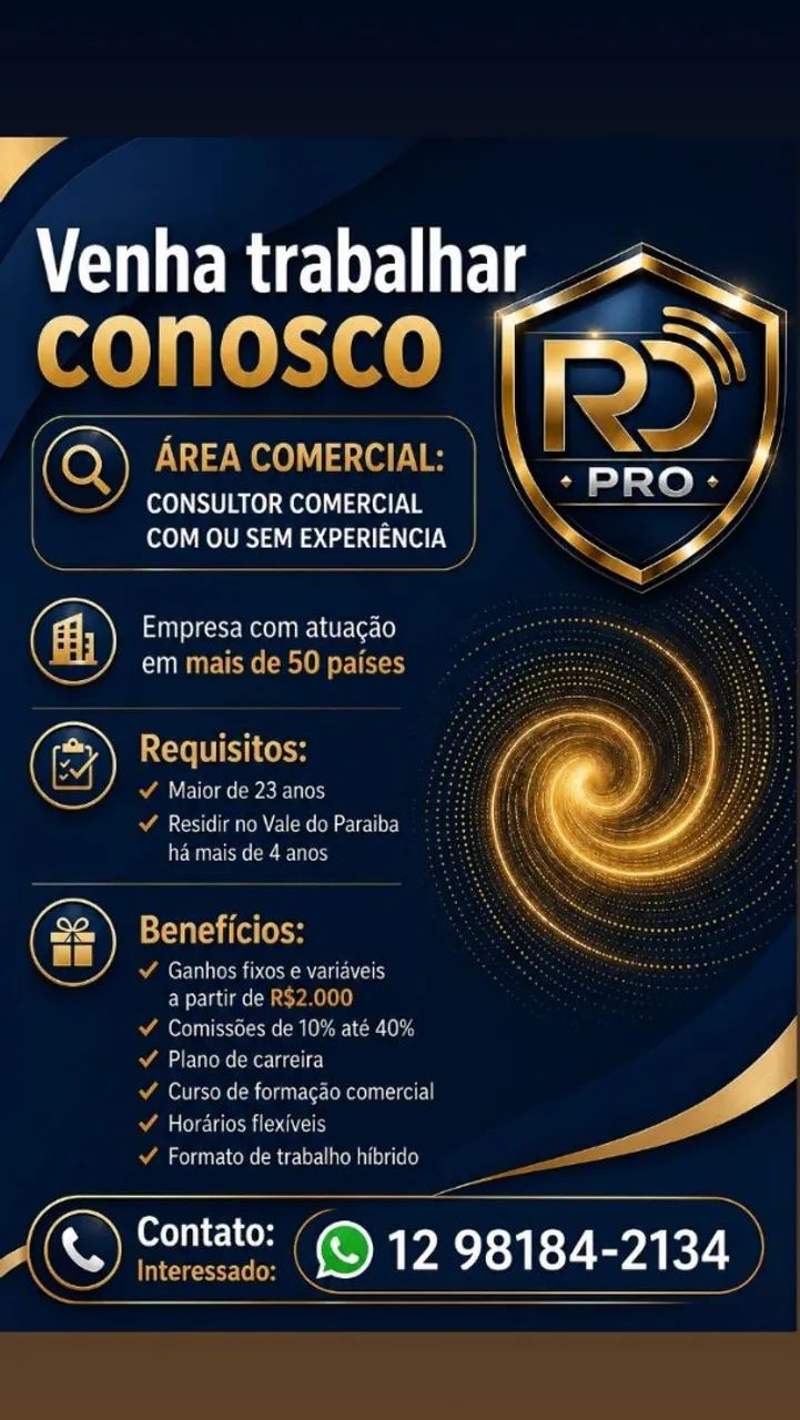 Vaga para Consultor Comercial